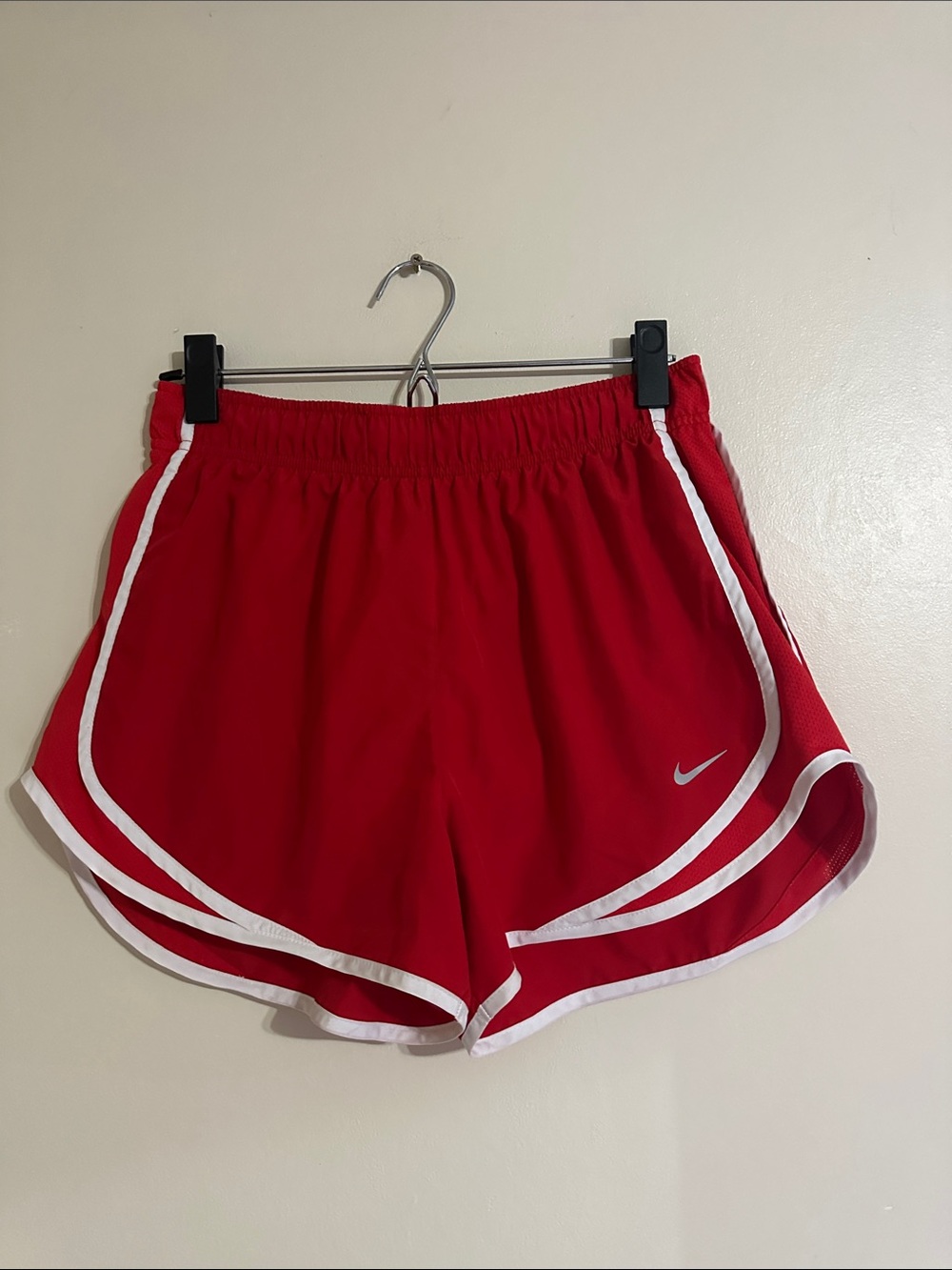 Nike Women’s Red Athletic Shorts with White Piping